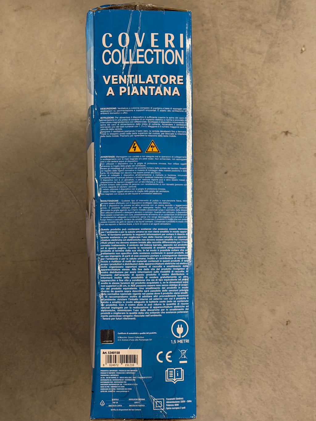 Ventilateur sur pied 60W — Oscillation automatique, hauteur réglable 128 cm