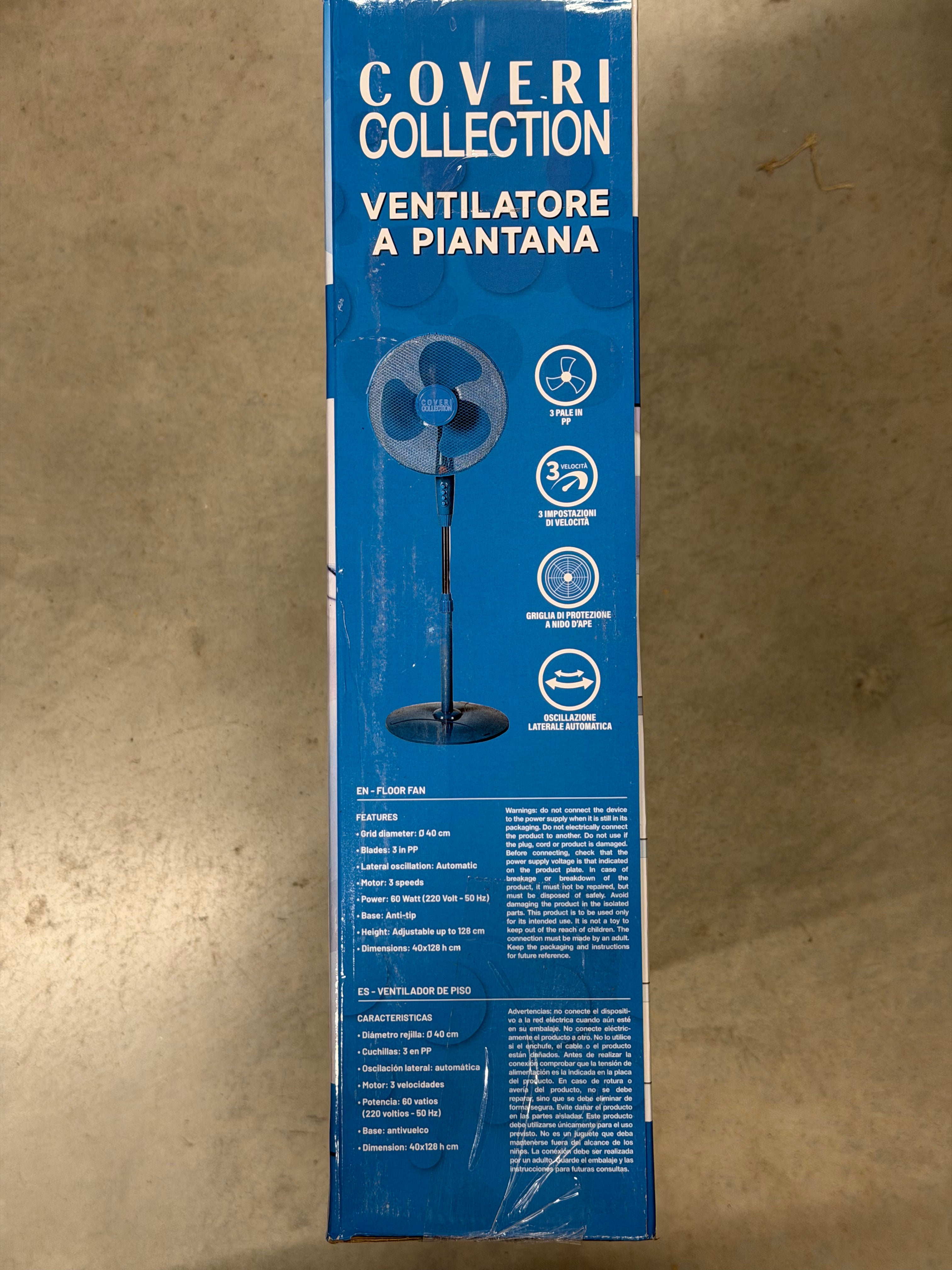 Ventilateur sur pied 60W — Oscillation automatique, hauteur réglable 128 cm
