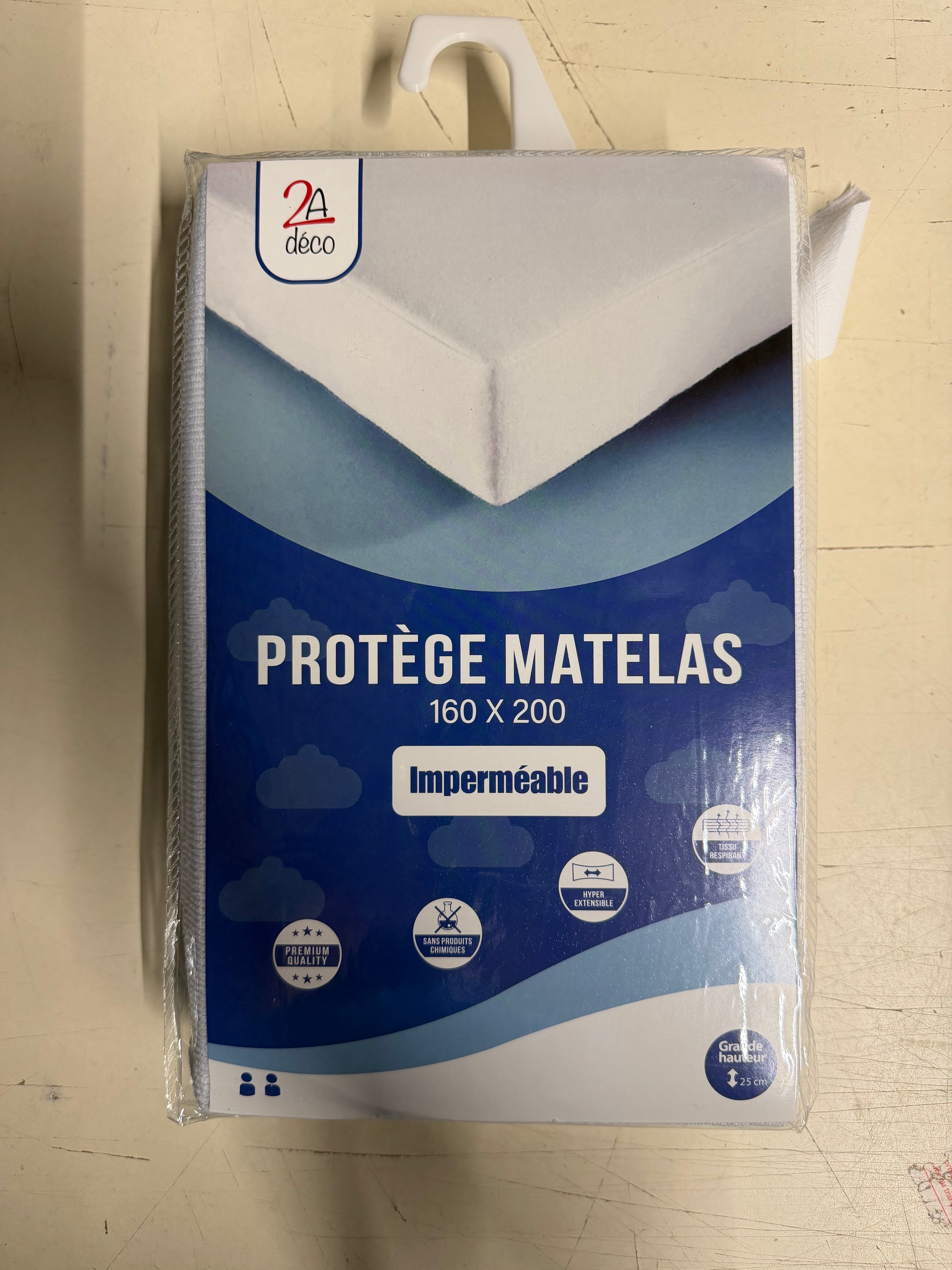 Protège-matelas imperméable 160 × 200 cm — Tissu respirant, bonnet 25 cm
