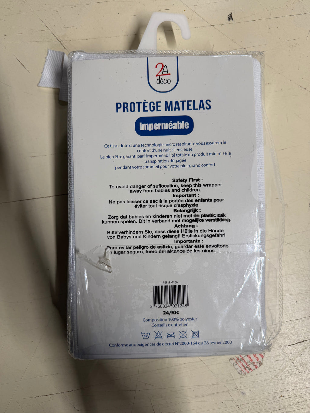 Protège-matelas imperméable 160 × 200 cm — Tissu respirant, bonnet 25 cm