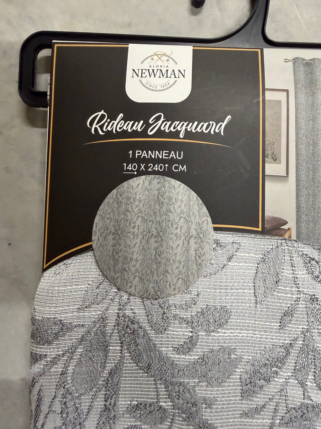 Rideau Jacquard Gloria Newman 140 × 240 cm – Gris – 1 panneau à œillets