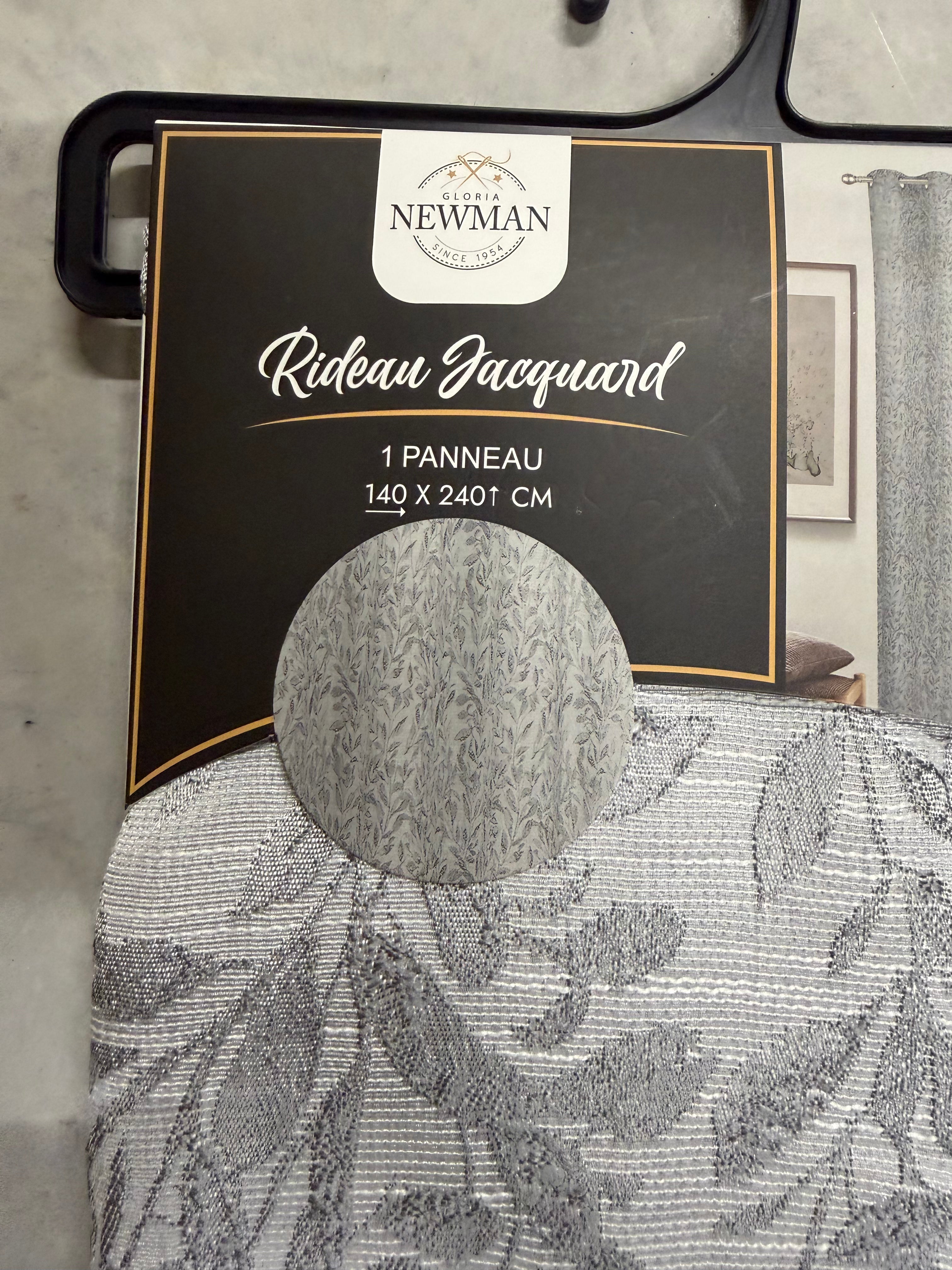 Rideau Jacquard Gloria Newman 140 × 240 cm – Gris – 1 panneau à œillets