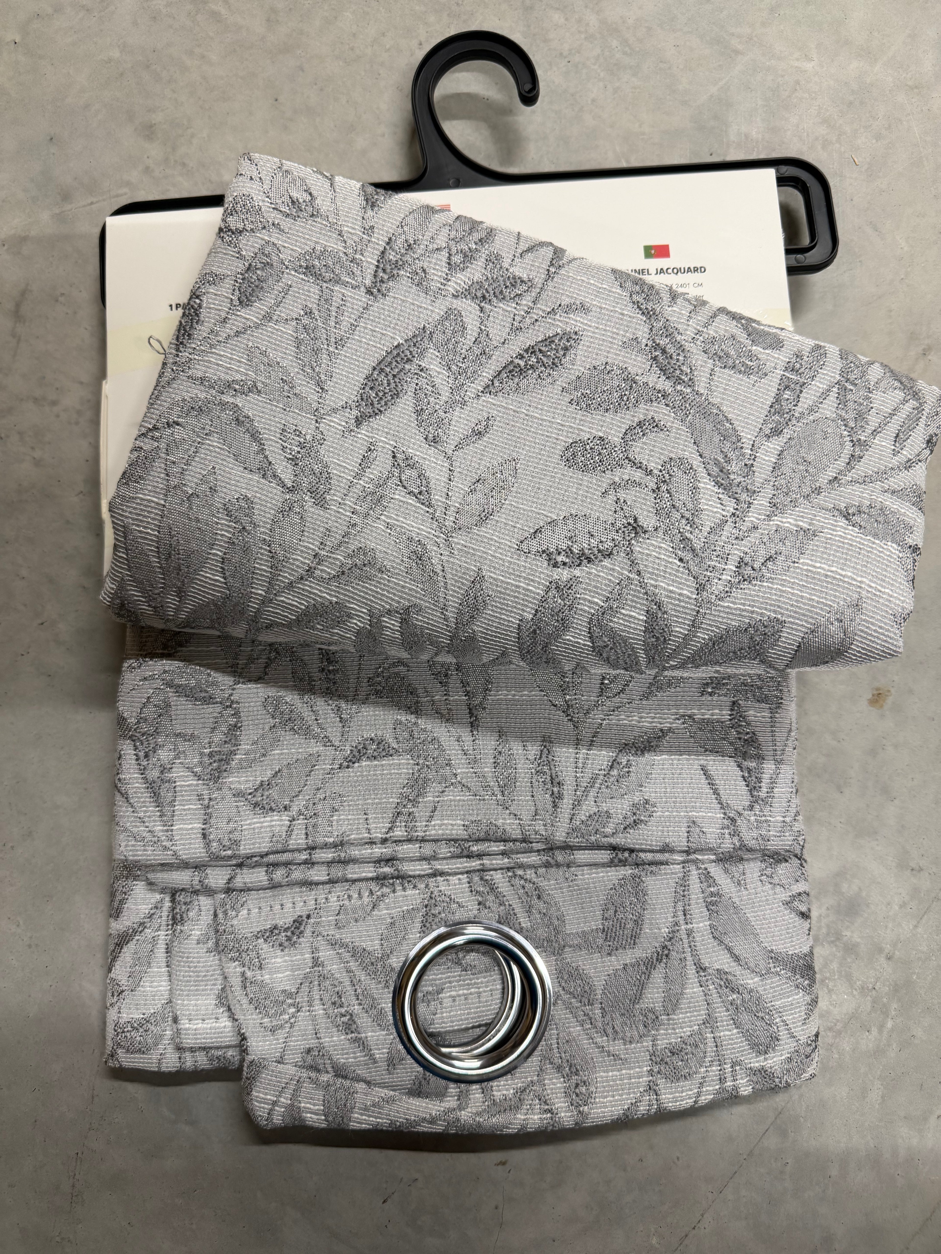 Rideau Jacquard Gloria Newman 140 × 240 cm – Gris – 1 panneau à œillets